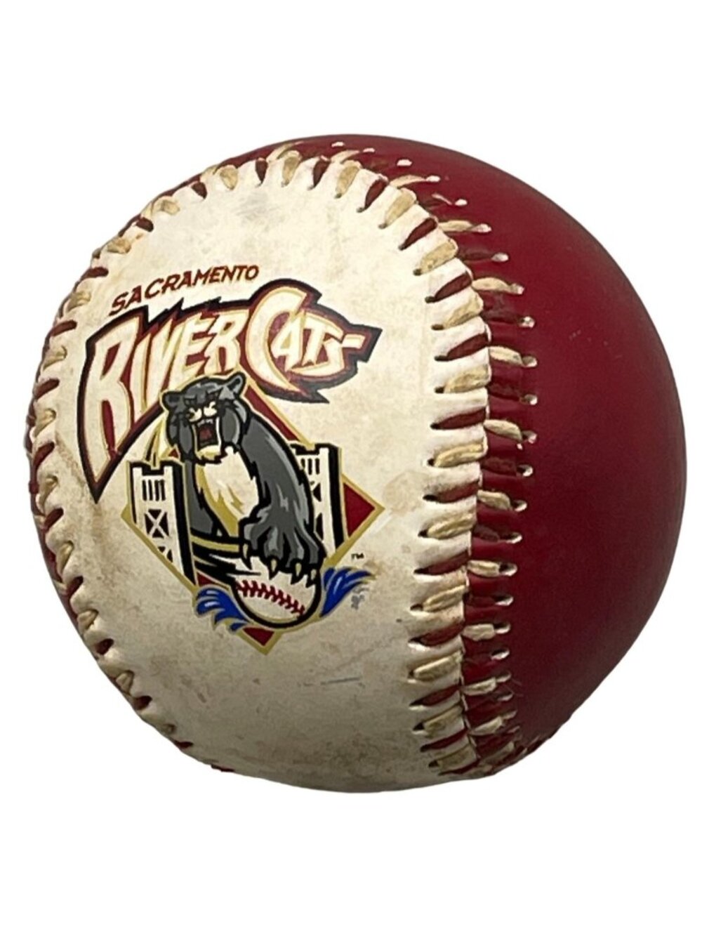 Sacramento River Cats baseball red and white river cat graphic READ